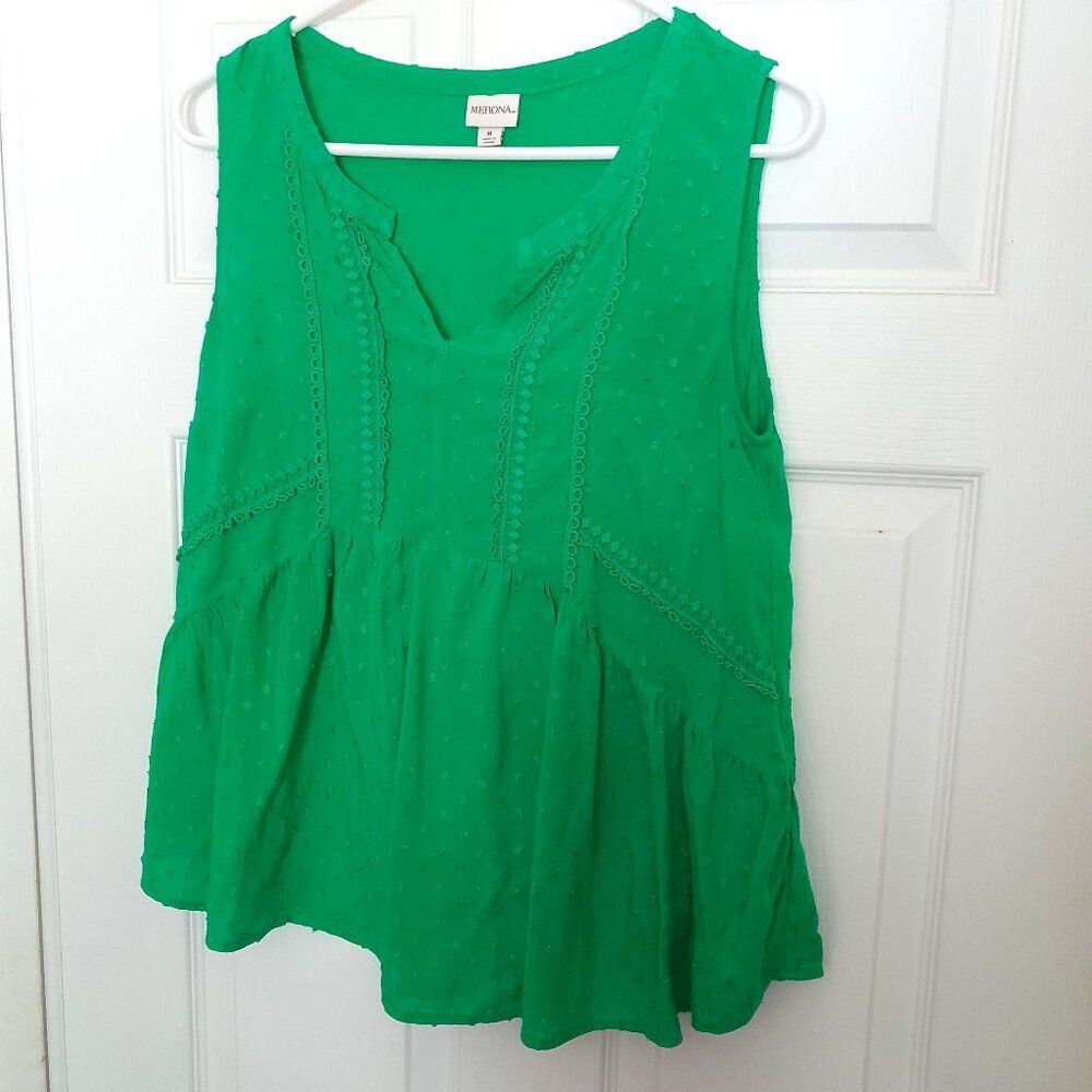 Merona Women's Sleeveless Top Size Medium, Color Green